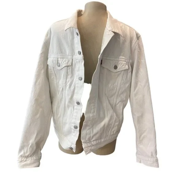 Levi's Men's White Out Trucker Jean Jacket Size Medium Cotton Long Sleeve - Picture 6 of 6